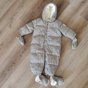 BabyGap Leopard Down Fill Puffer Snowsuit 12-18 months